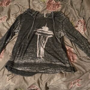 Gray Seattle Hoodie with Space Needle Design
